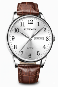Luvionix Classic Day-Date Leather Quartz Men’s Watch