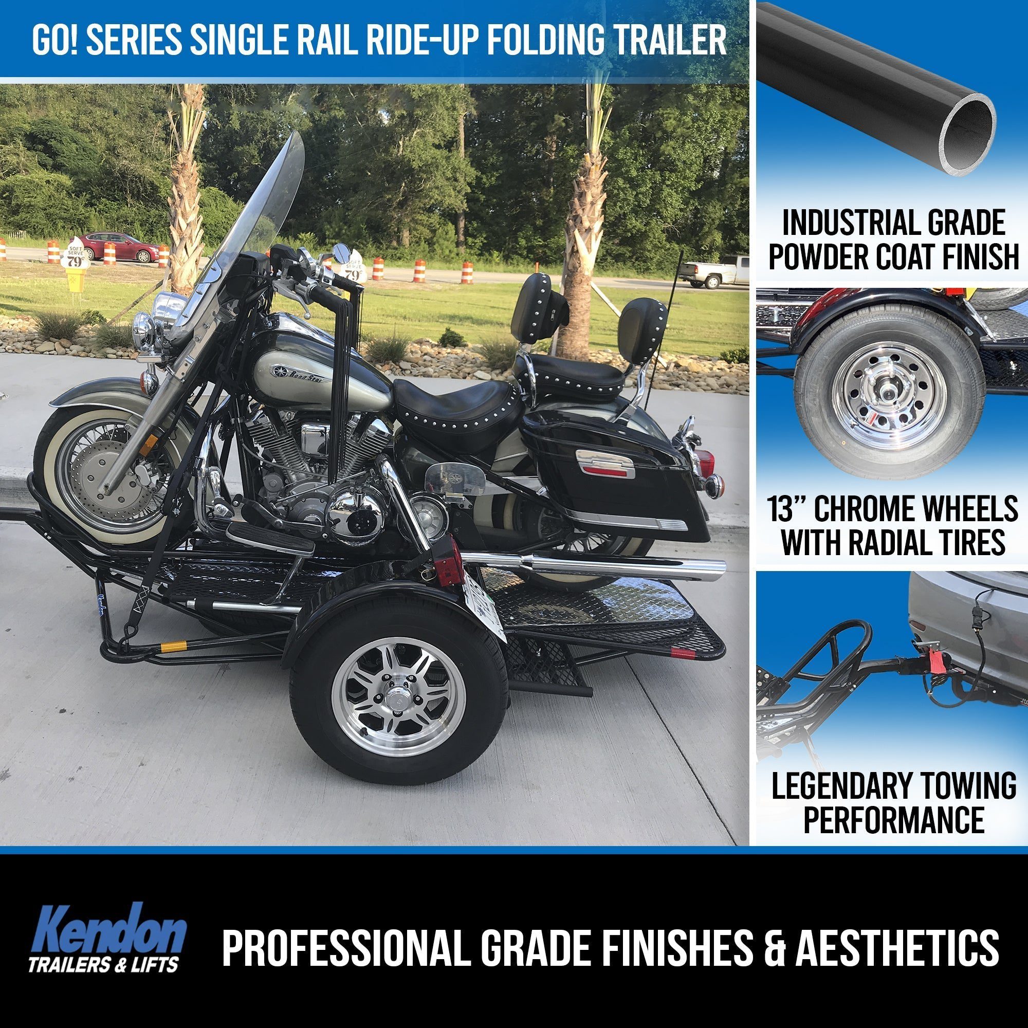 Folding Single-Rail Motorcycle Trailer with Ride-On Ramp - Image 6