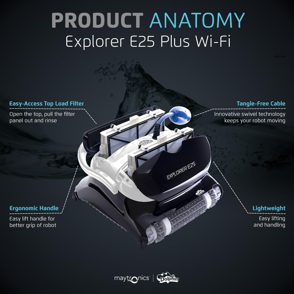 Dolphin Explorer E40 Robotic Pool Cleaner with Wi-Fi – Wall-Climbing, Waterline Scrubbing, Dual Drive Precision, for Inground Pools up to 50 ft - Image 26