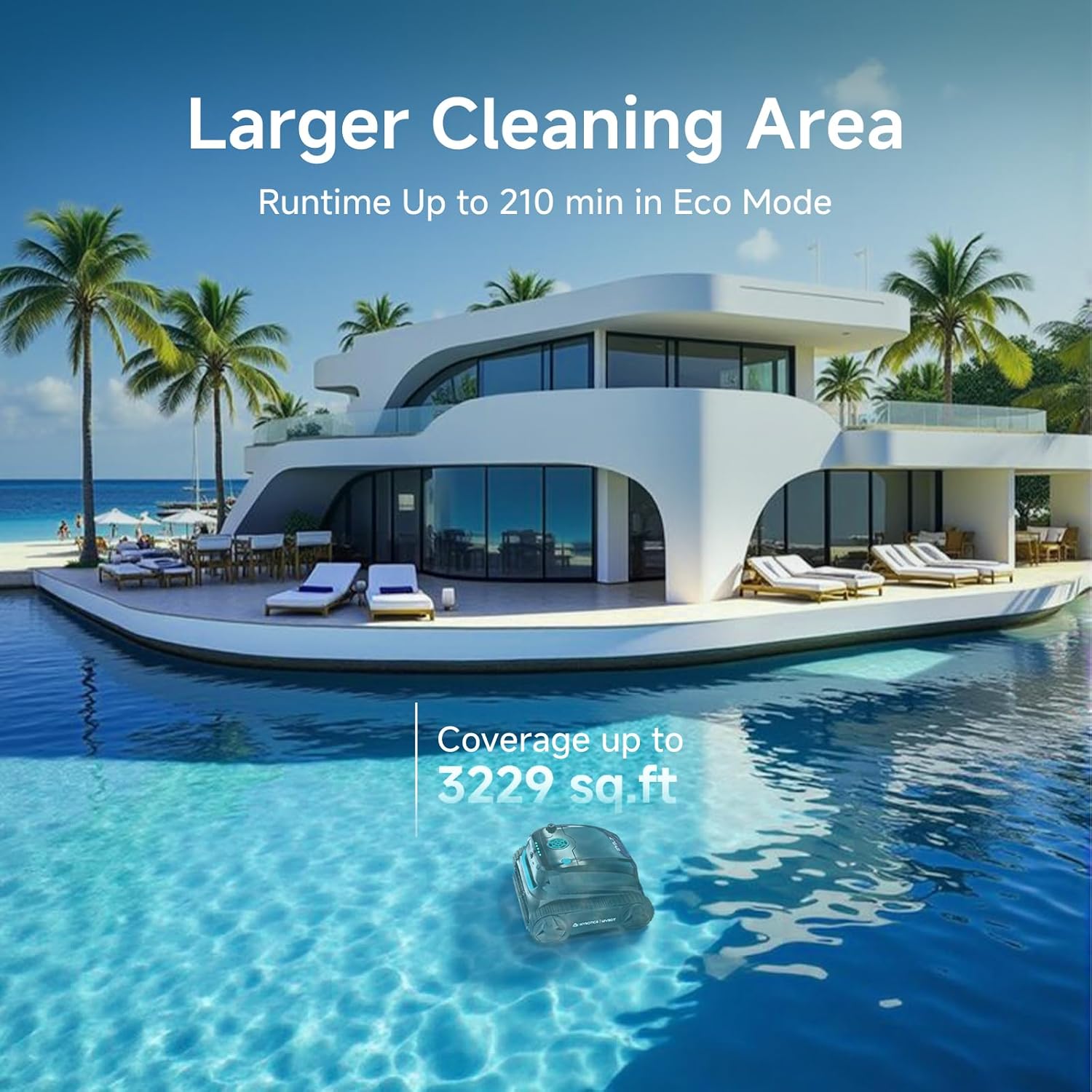 WYBOT S2 Vision AI Robotic Pool Cleaner – Cordless Vacuum with Camera, 8 Modes, 210min Runtime, for Pools up to 3229 sq.ft, Wall & Waterline Cleaning (2025 Model) - Image 13
