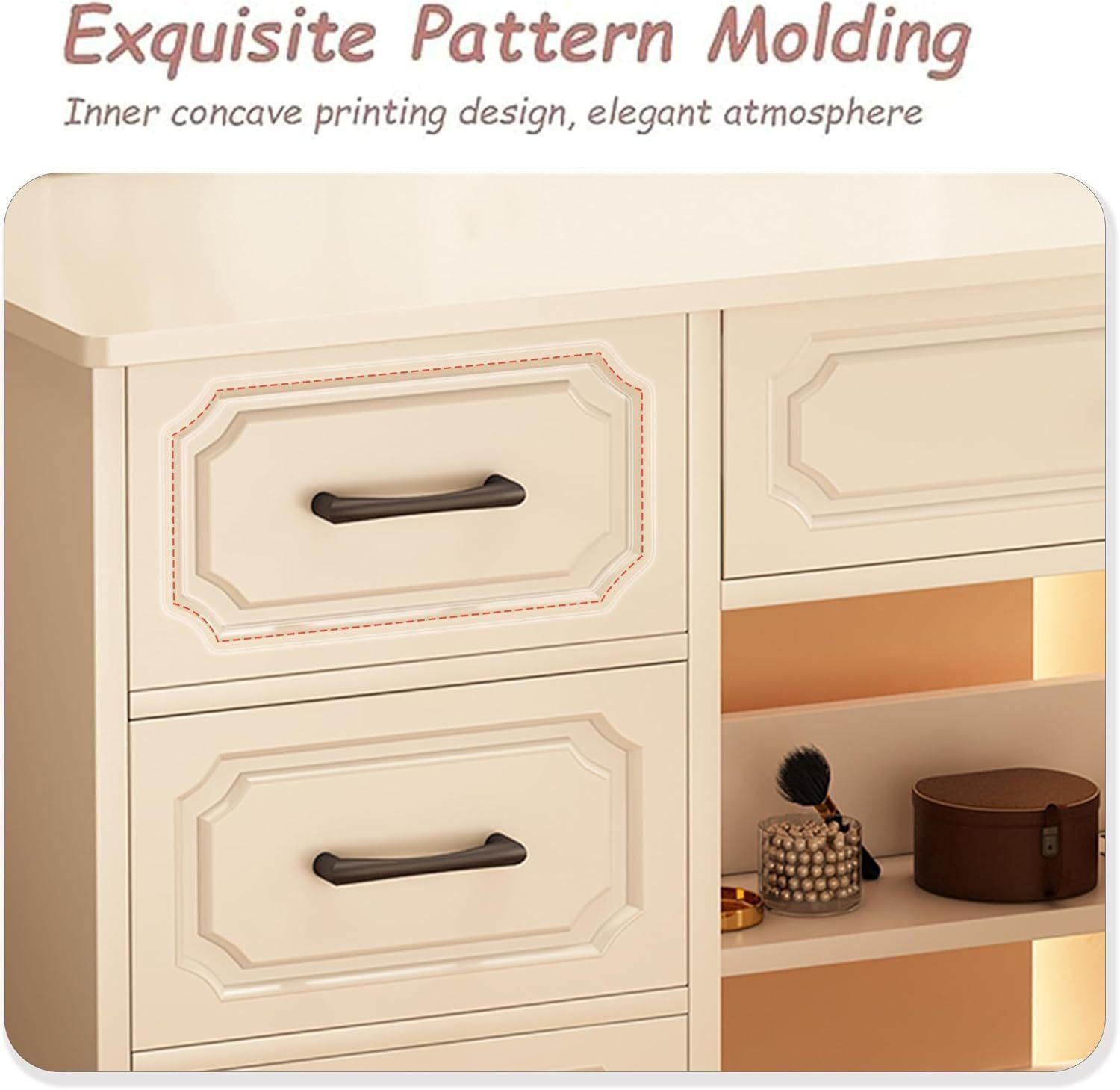 Beltenza Wooden Vanity Desk with Mirror and Lights for Girls - Image 3