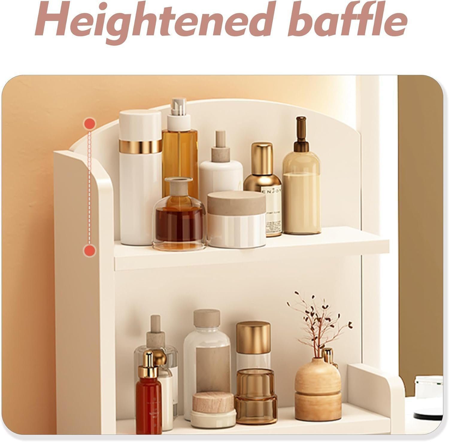 Beltenza Wooden Vanity Desk with Mirror and Lights for Girls - Image 2