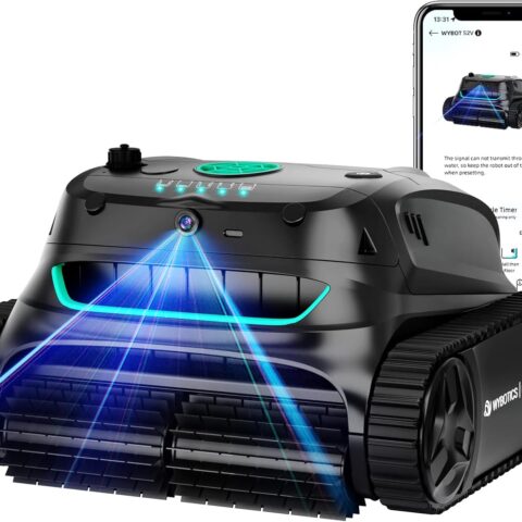 WYBOT S2 Vision AI Robotic Pool Cleaner – Cordless Vacuum with Camera, 8 Modes, 210min Runtime, for Pools up to 3229 sq.ft, Wall & Waterline Cleaning (2025 Model)