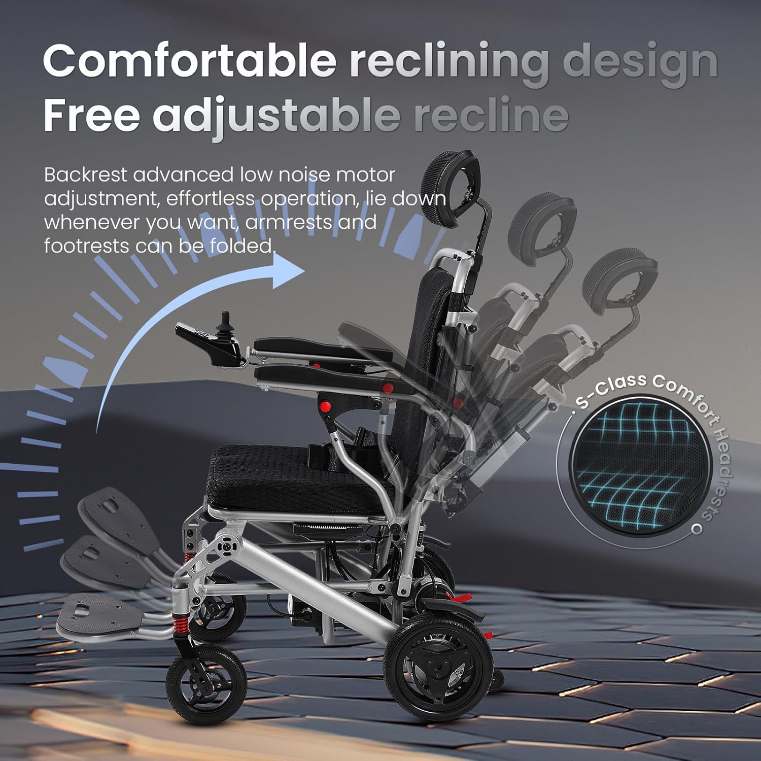 2025 Reclining Electric Wheelchair – 30+ Mile Range, Foldable All-Terrain Power Chair with Dual Batteries, Headrest & Telescopic Handle - Image 10