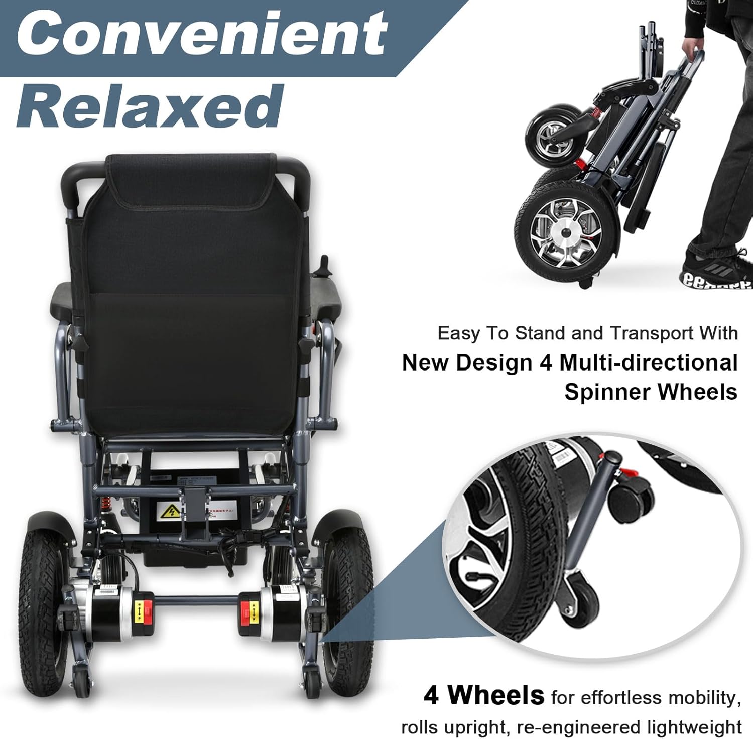 2025 Reclining Electric Wheelchair – 30+ Mile Range, Foldable All-Terrain Power Chair with Dual Batteries, Headrest & Telescopic Handle - Image 8