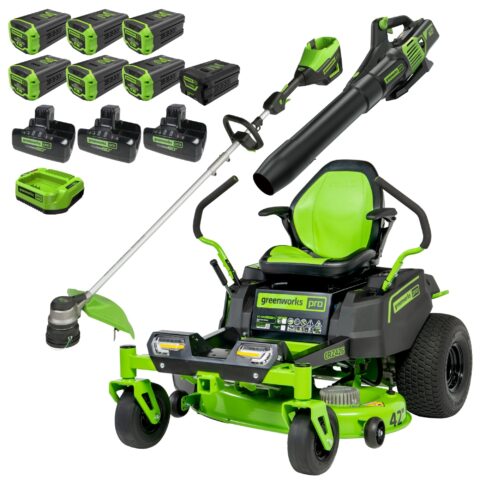 Cordless 42″ Zero-Turn Riding Lawn Mower – Battery-Powered Combo Kit with Fast Charging System