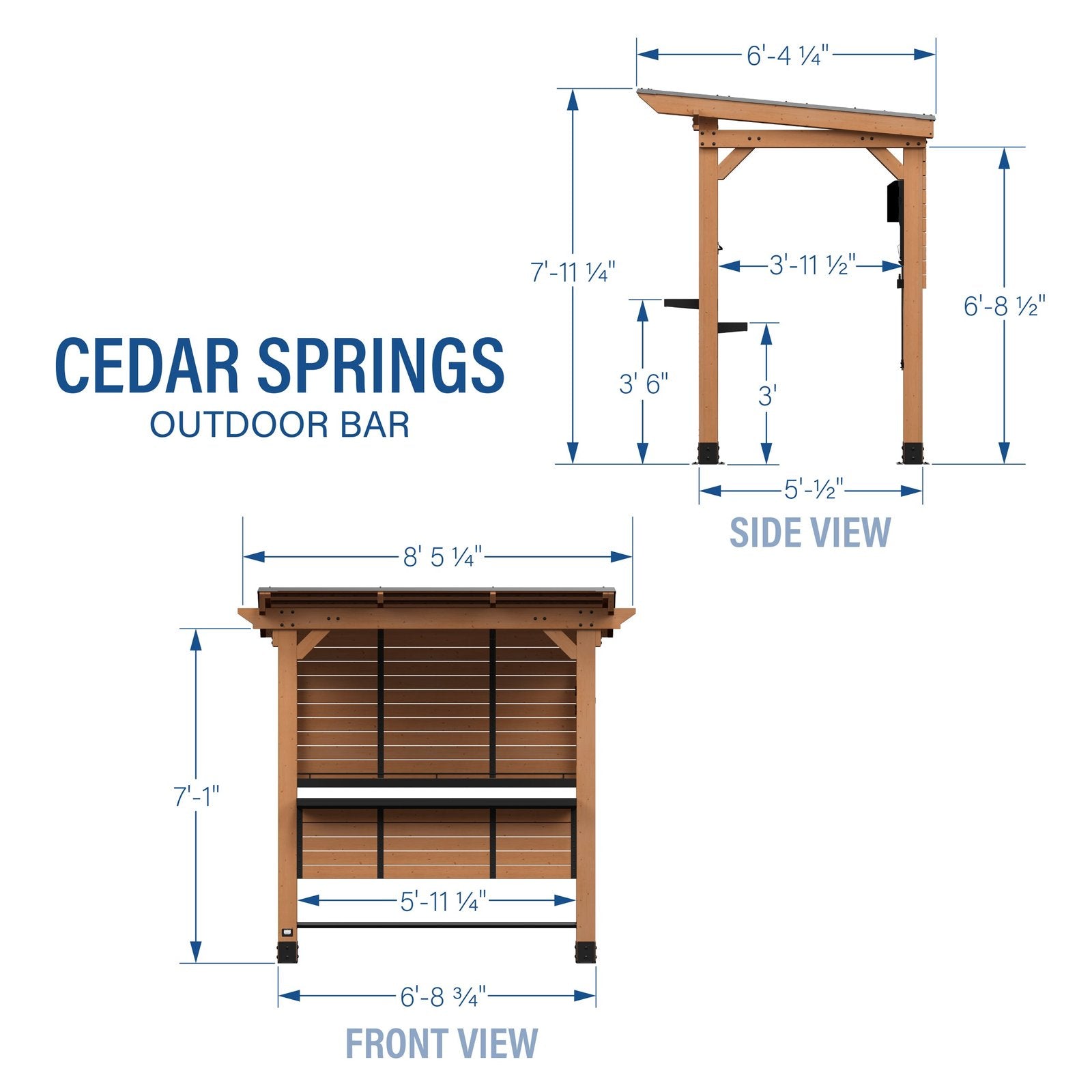 Durable Outdoor Bar with Steel Countertop, Shelves & Weather-Resistant Frame - Image 3