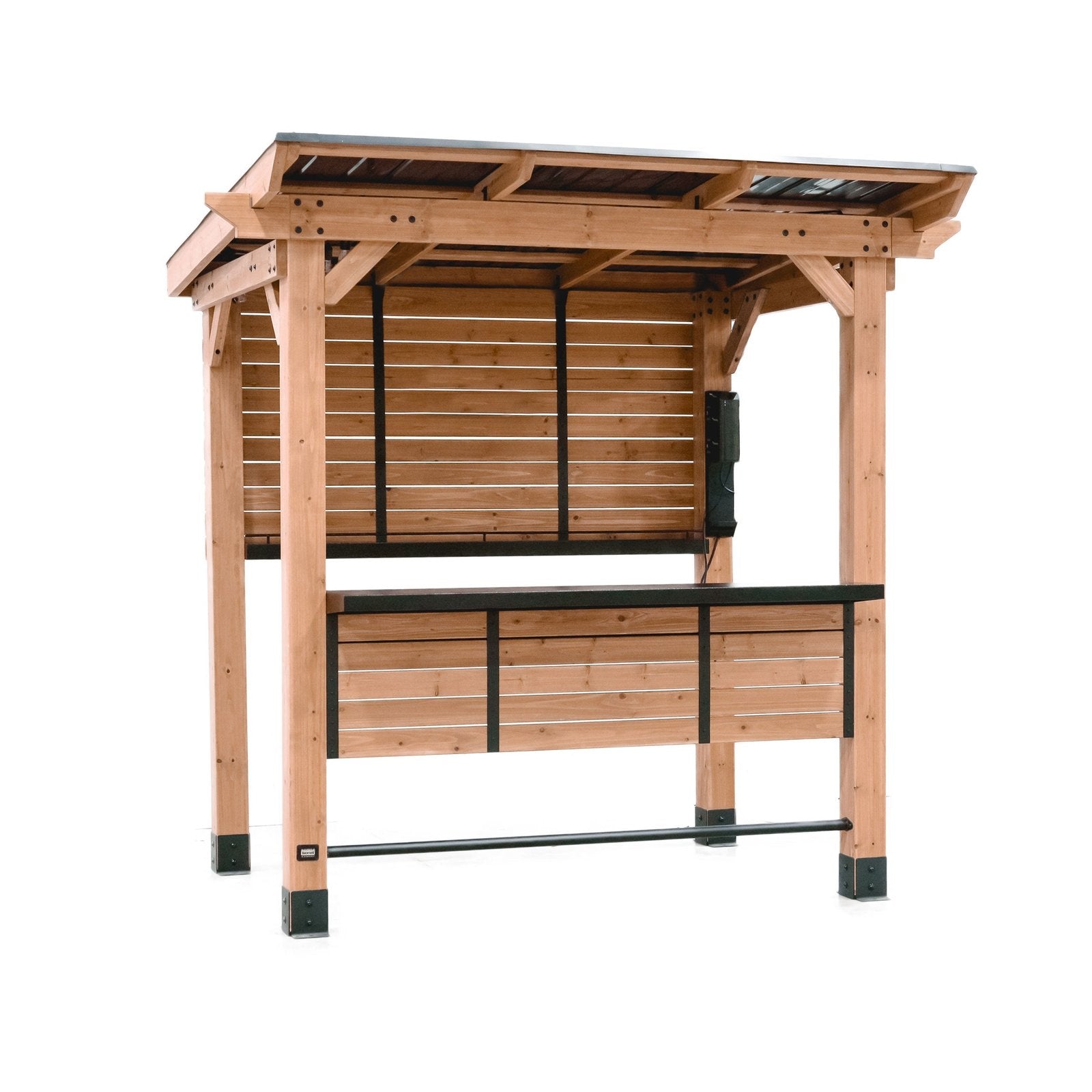 Durable Outdoor Bar with Steel Countertop, Shelves & Weather-Resistant Frame - Image 2