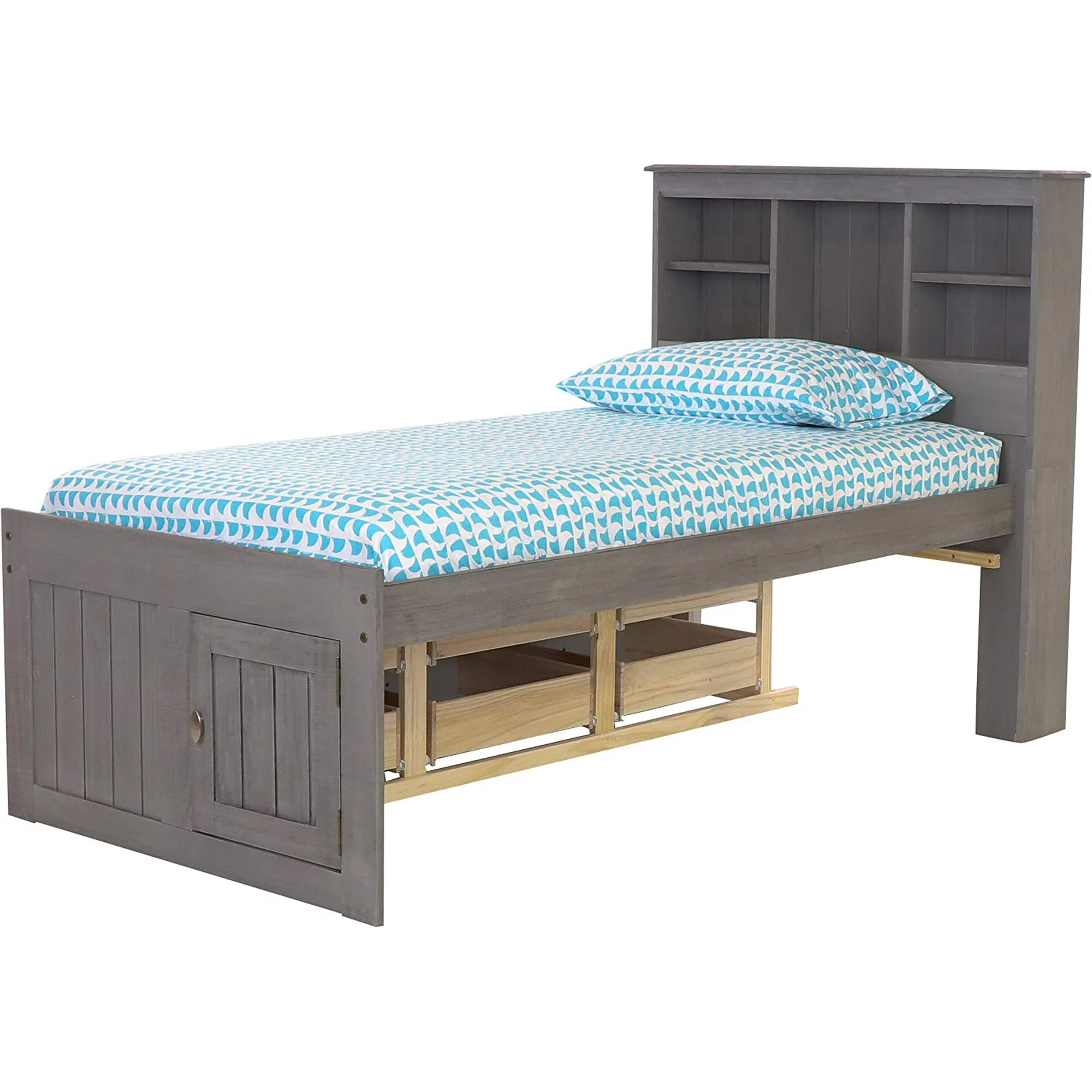 Beltenza Twin Size Bed Frame with Headboard Bookcase & 6 Drawers - Image 2