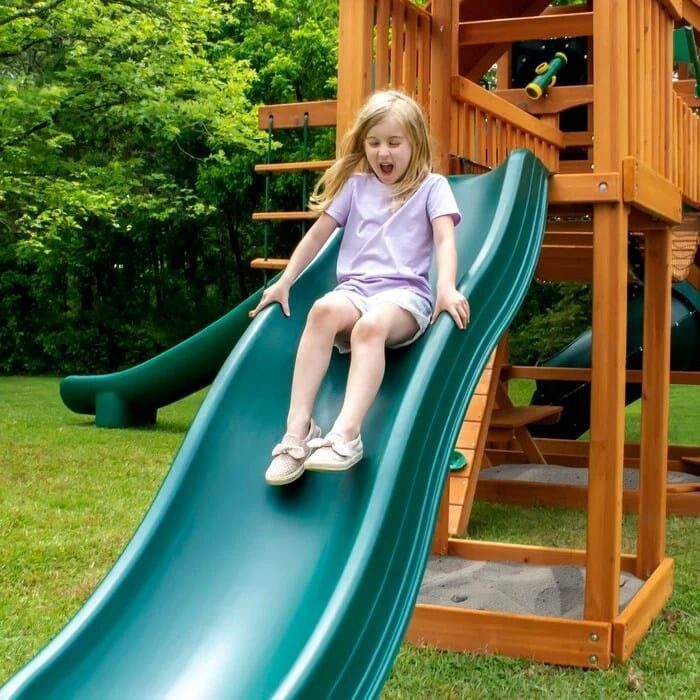Wooden Outdoor Swing Set with Dual Slides and Swings - Image 5
