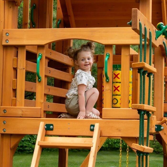Wooden Outdoor Swing Set with Dual Slides and Swings - Image 4